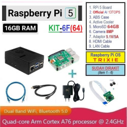 KIT-6F(64)  Raspberry Pi 5 (16GB RAM) KIT AI Camera 8MP - Complete Set SUDAH DIRAKIT